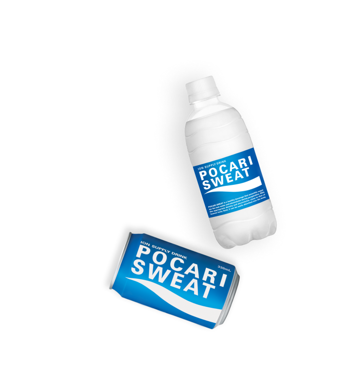 Medium-sized pocari sweat plastic bottle and the canned pocari sweat