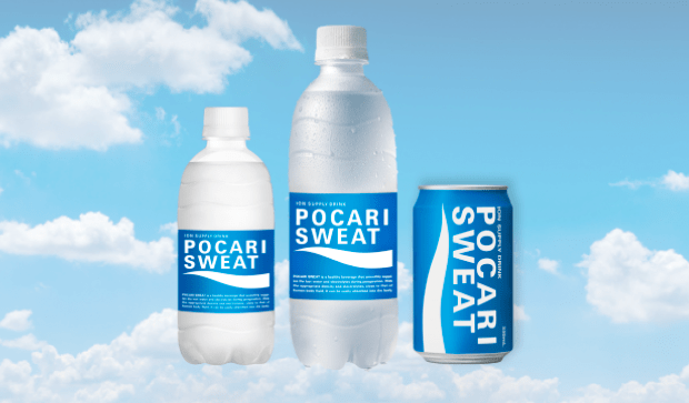 Pocari Sweat small, medium, and can-packaged sizes