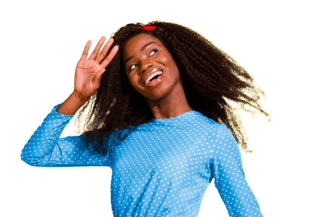 A young black lady looking energized