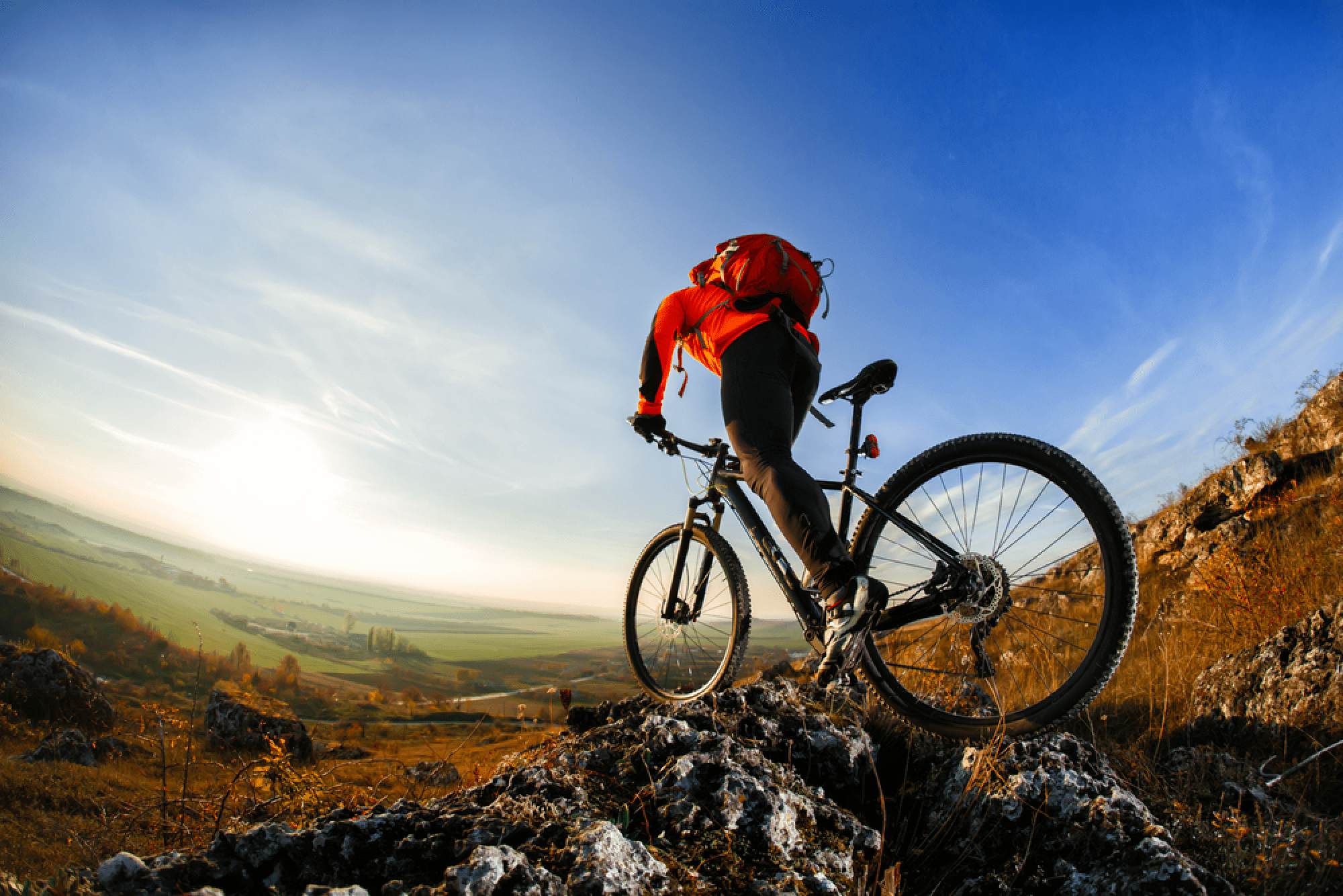 A young man cycling