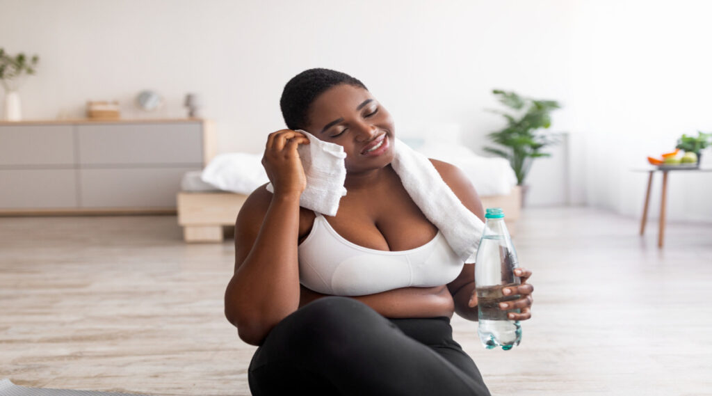 A woman feeling refreshed after exercise